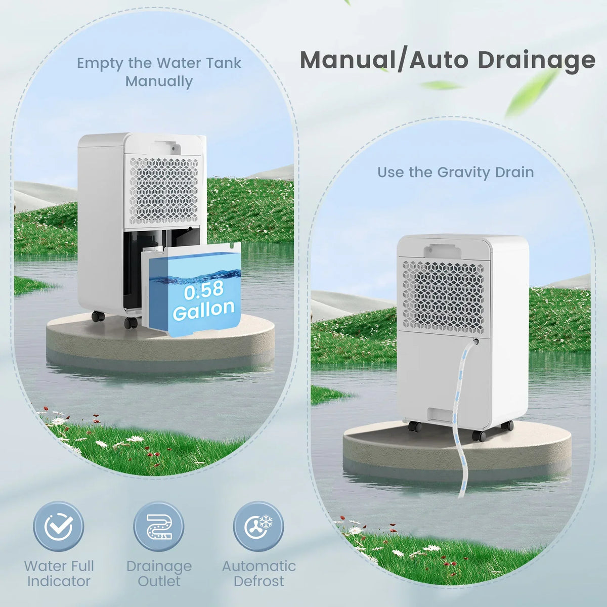 32 Pints Dehumidifier with Sleep Mode and 24H Timer for Home Basement-White
