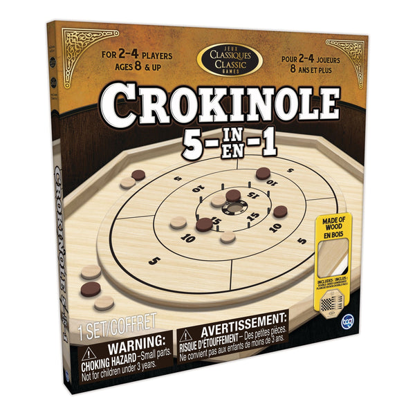 Crokinole 5-in-1 Deluxe Wooden Board Game Set, Ages 8+ E6976