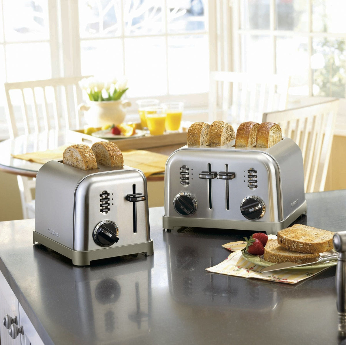 Metal Classic Toaster with 6 Settings, Stainless Steel, 4-Slices