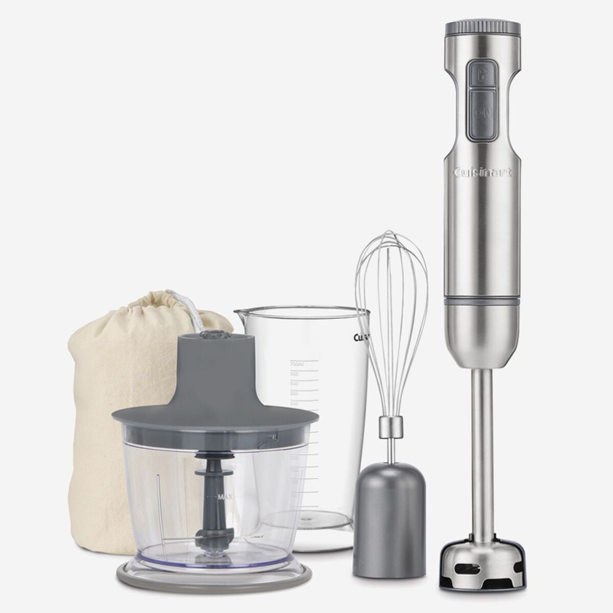 SmartStick 2-Speed Corded Hand Blender with Chopper & Whisk Attachments, Stainless Steel
