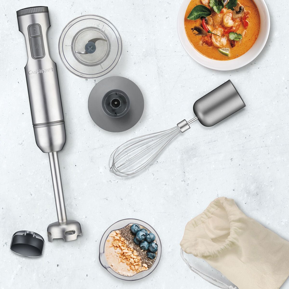 SmartStick 2-Speed Corded Hand Blender with Chopper & Whisk Attachments, Stainless Steel