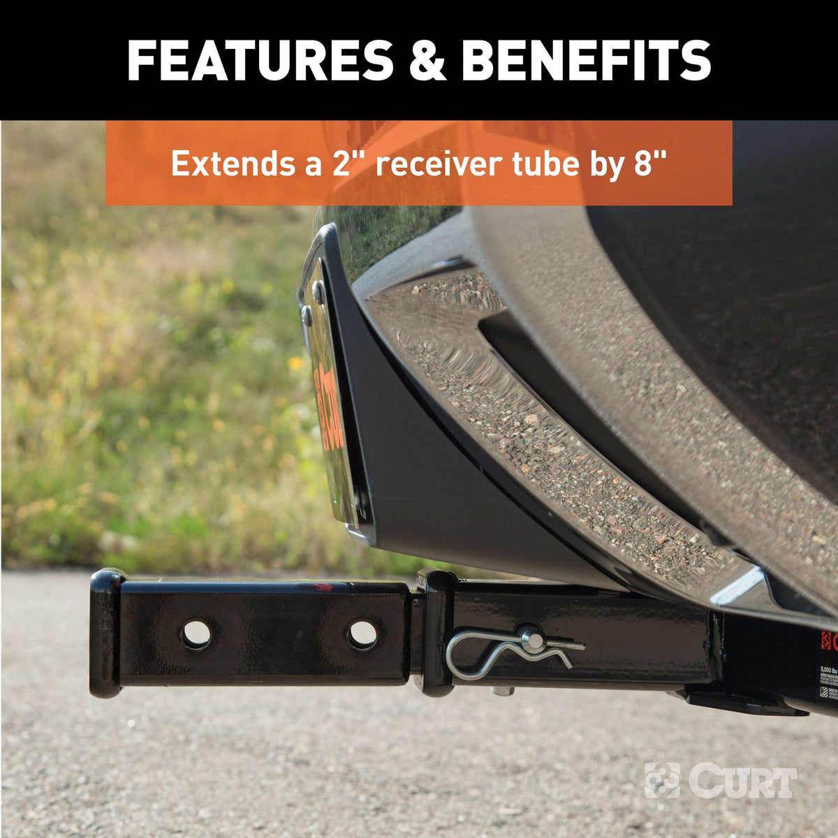 45781 8" Receiver Tube Extender for 2" Hitch Receiver