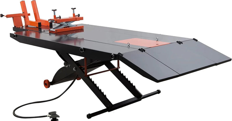 1500LB Air-Operated Motorcycle & ATV Lift Table – 48" Wide with Side Extensions, 2-Year Warranty X6548