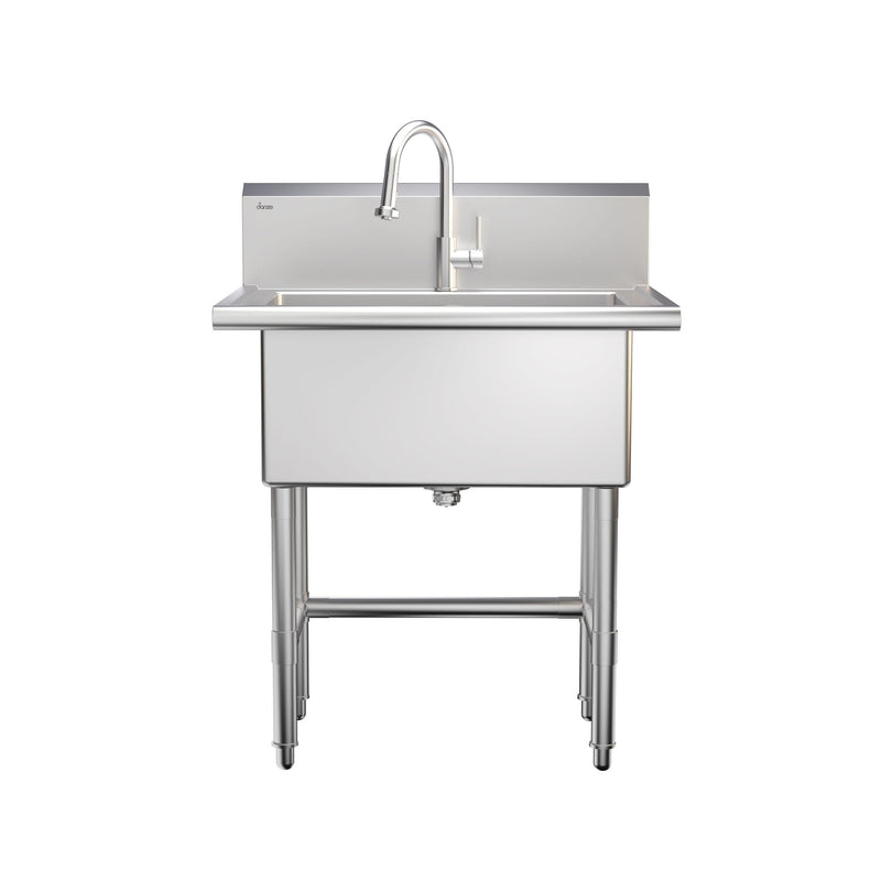 Single Deep Bowl Stainless Steel Utility Sink with Pull-Down Faucet & Strainer, 30-in M3223