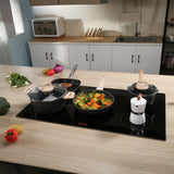 BENTISM 12 inch Electric Cooktop 2 Burners 1800W Stove Top Touch Control