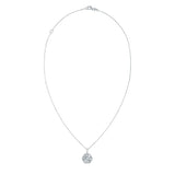 Diamond Cut Floral Pendant in White Gold