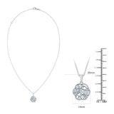 Diamond Cut Floral Pendant in White Gold