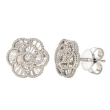 Diamond Cut Floral Pendant in White Gold