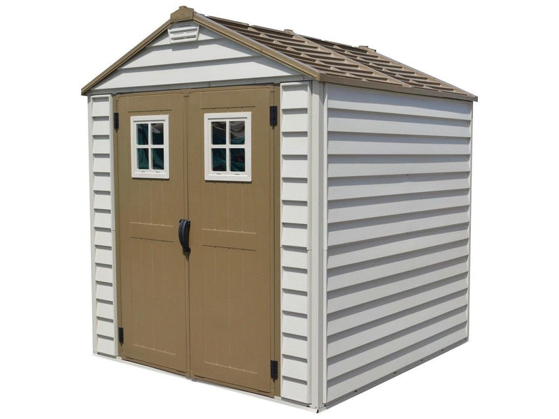 StoreMax Vinyl Garden Shed, Brown, 7-ft x 7-ft E5275