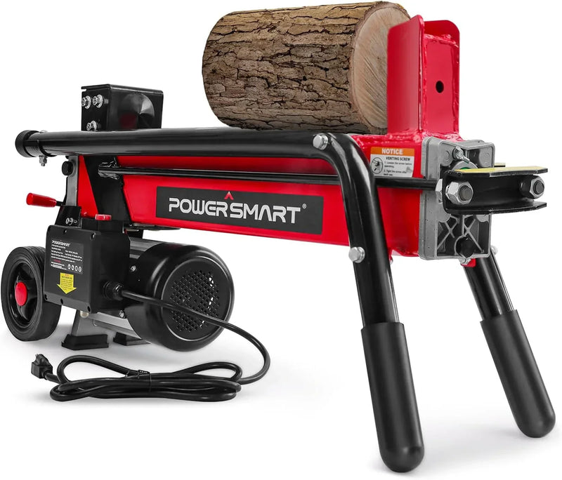Electric Log Splitter 7-Ton - Efficient Wood Splitter with 3500 Motor Speed, 15 Amp, Horizontal Full Beam Design and Steel Wedge for Firewood & Kindling Cutting V481