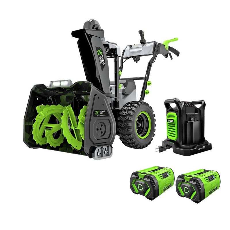 56V Brushless Cordless 28-in Self-Propelled 2-Stage Peak Power Snowblower with (2)12.0Ah Batteries and Dual Port Charger Y6395
