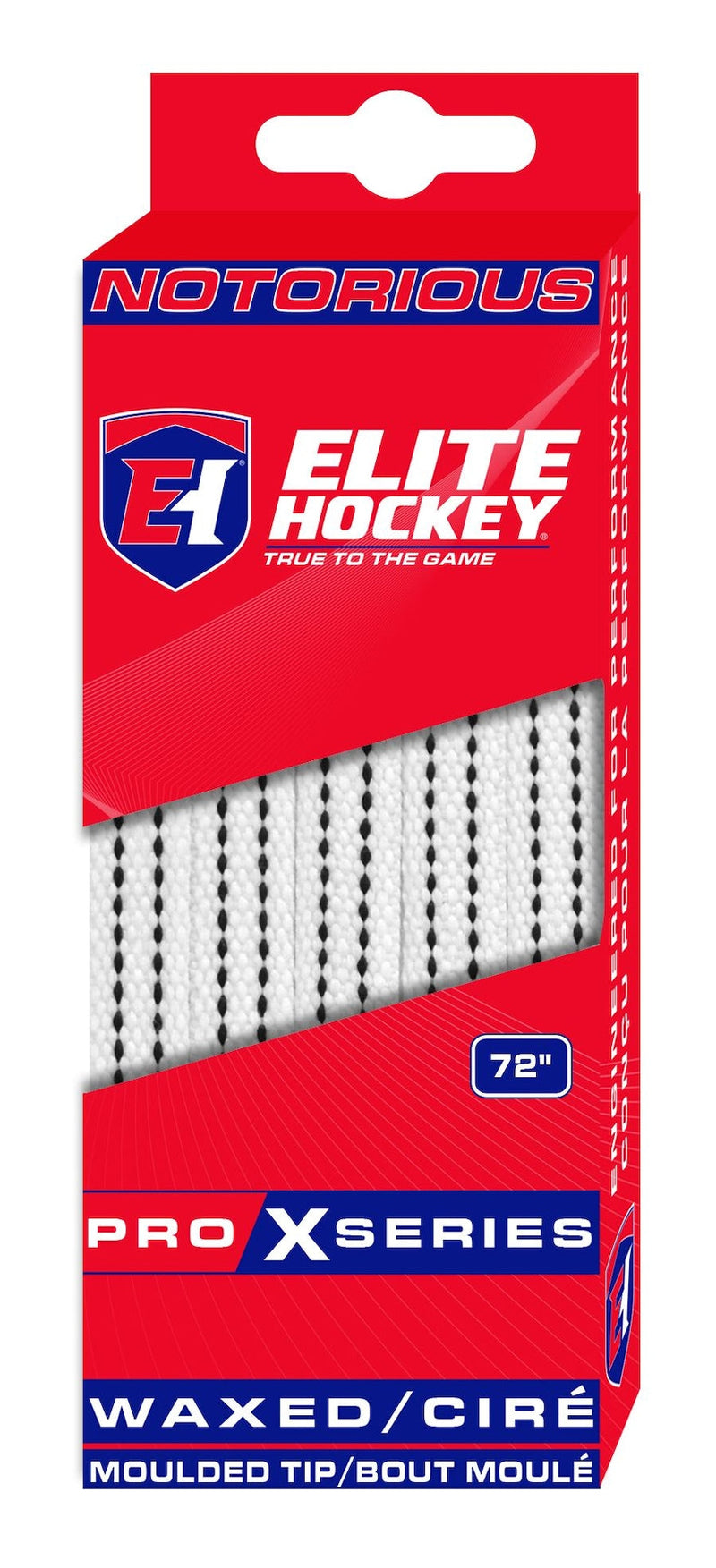Hockey Notorious Pro X Skate Laces, Waxed, White, Assorted Sizes P4148
