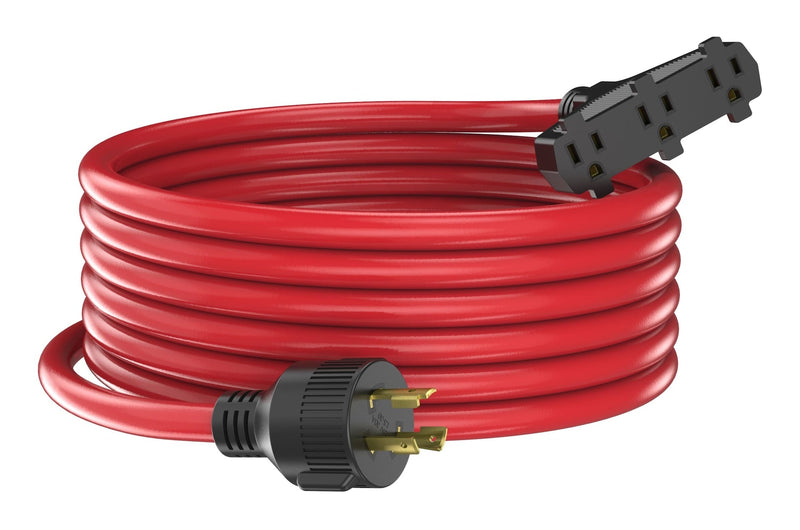 30A 25-ft Triple-Outlet Extension Cord, Red X2384