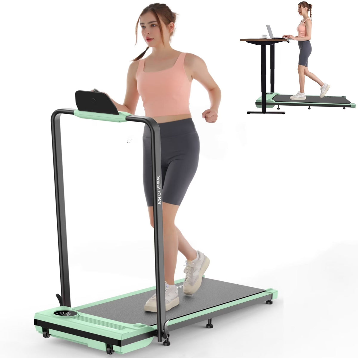 ANCHEER Portable Folding Walking Pad 300lb, 7.5 MPH Under Desk Treadmill with Remote Control LED Display,2 in 1 Walking Pad Treadmill for...