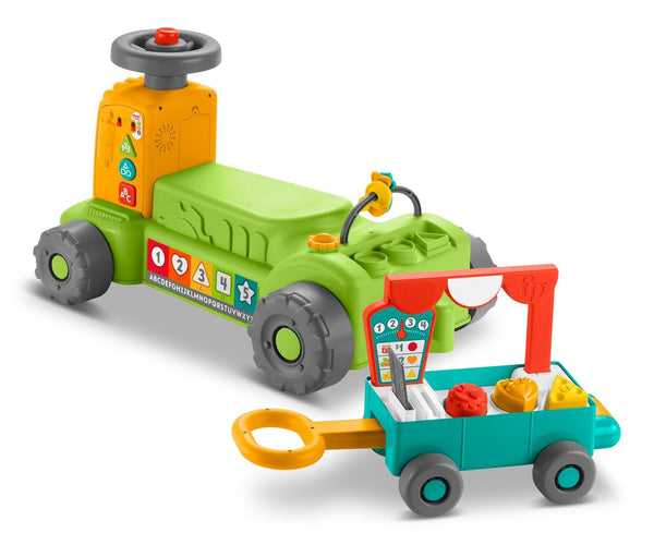 Laugh & Learn 4-in-1 Farm to Market Tractor Ride-On Learning Toy for Baby & Toddlers C5027