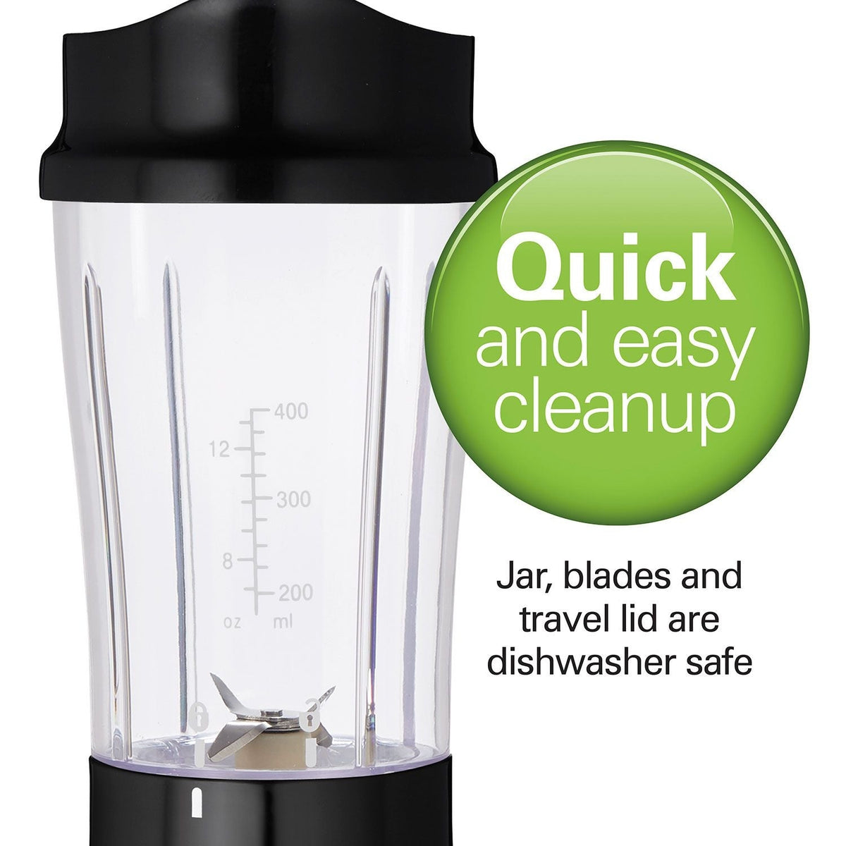 Personal Creations Single-Serve Blender with Travel Jar, Black, 414mL