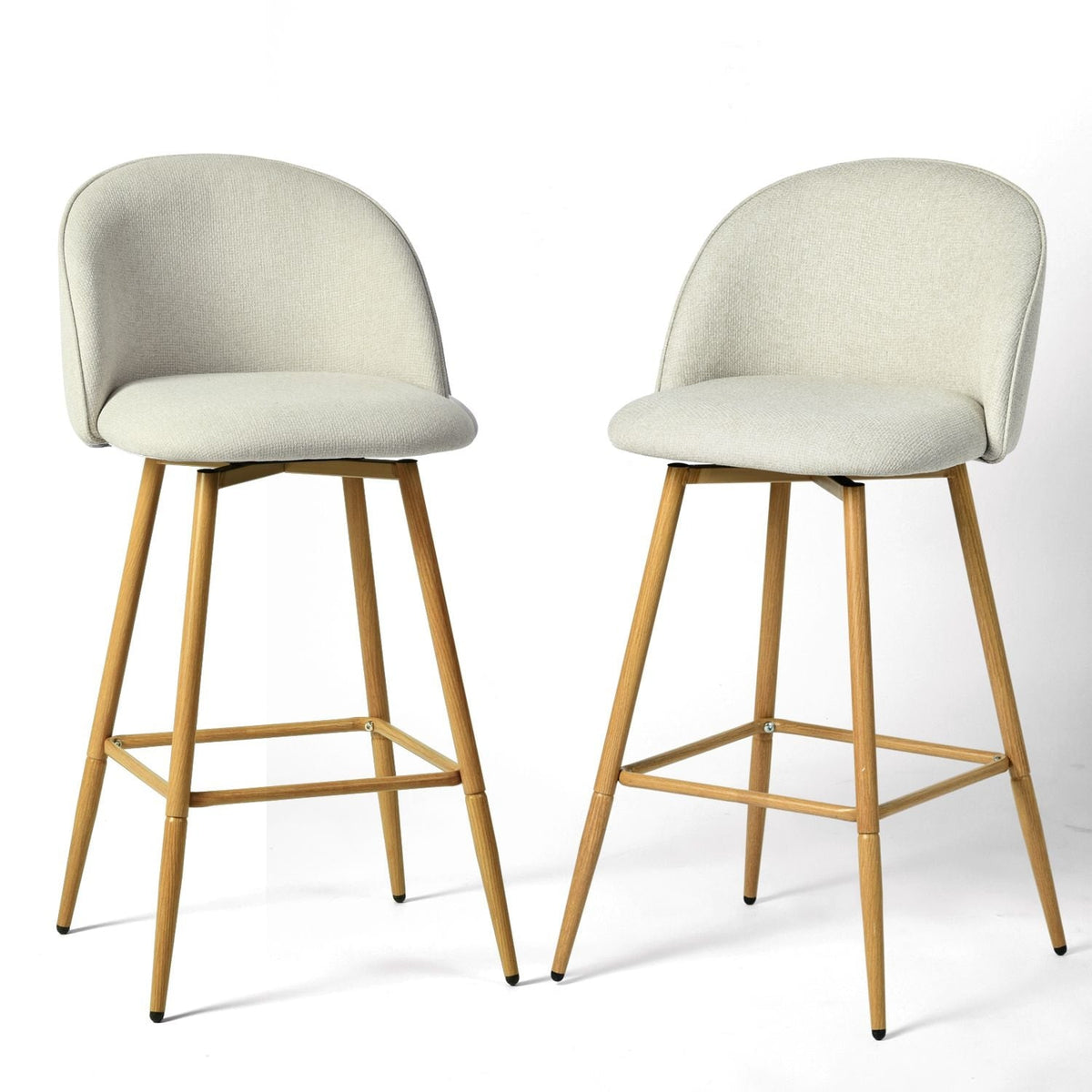 Modern Swivel Bar Stools, Beige, 2-pk