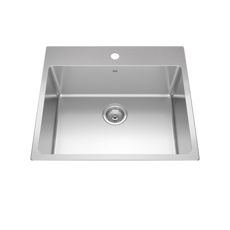 Brookmore Drop In Single Bowl 1-Hole Kitchen Sink, 25-in x 22-in x 9-in, Stainless Steel P1759