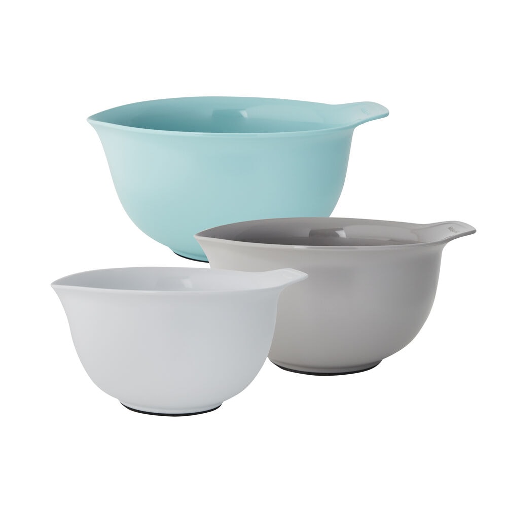 Plastic Mixing Bowl Set with Non-Slip Base, Assorted Sizes, 3-pc