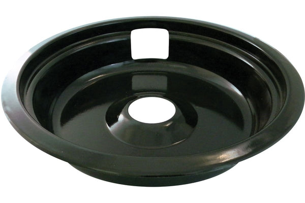 62490 Universal Porcelain Stove Deep-Draw Drip Pan with Trim Ring, Black, 8-in B4937