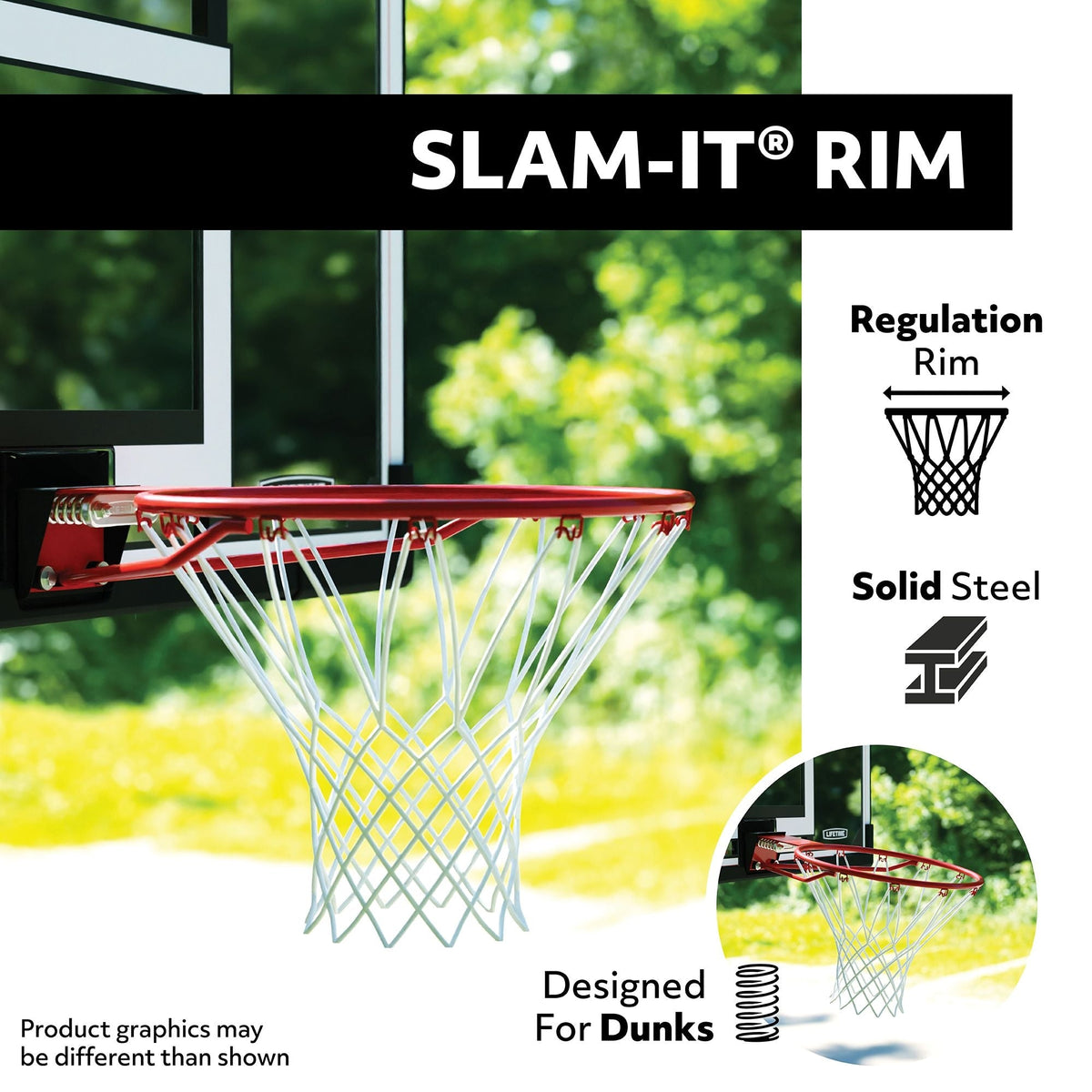 Portable Adjustable Basketball Backboard, Hoop & Net System, 48-in