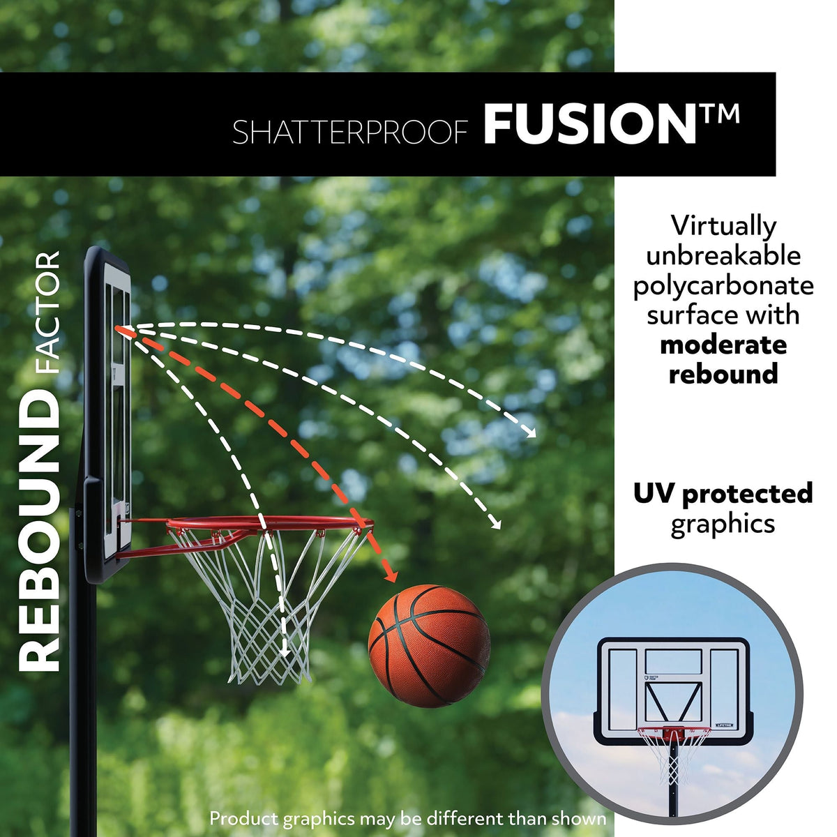 Portable Adjustable Basketball Backboard, Hoop & Net System, 48-in