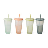 Colour Changing Glitter Plastic Tumbler with Splashproof Lid, 24-oz, 4-pk