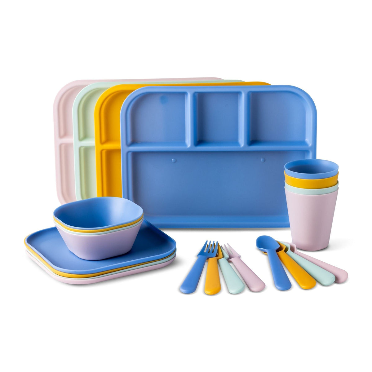 Kids' Plastic Dinnerware Set, Serves 4, 24-pc, Dishwasher Safe