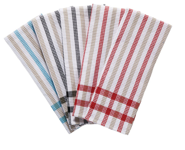 Cotton Plaid Waffle Kitchen Towels, Reusable, 22-in x 32-in, 5-pk, Assorted Colours X2934