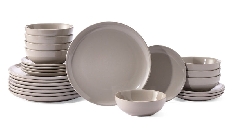 Essential Coupe Stoneware Dinnerware Set, Serves 8, 24-pc, Light Grey T8267