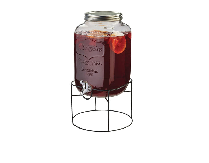 Mason Glass Jar Reusable Dispenser, 8L, Clear, with Stand, Clear, 8-L F7390