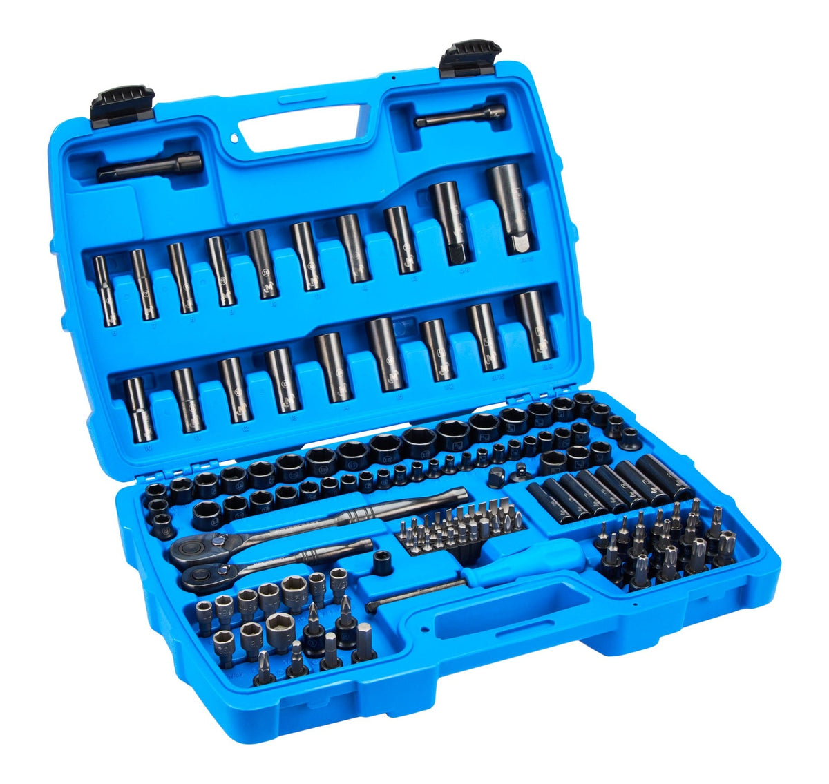 140 Piece 1/4" and 3/8" Drive Black Socket Set