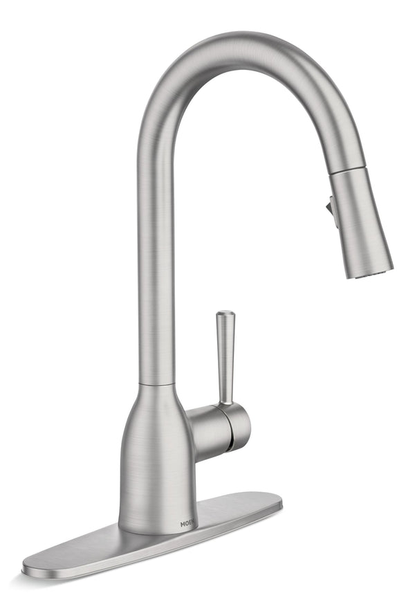 Adler Single Handle Pulldown Kitchen Faucet, Spot-resistant Stainless W582