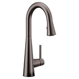 Sleek Single Handle High Arc Pull Down Kitchen Faucet, Black Stainless Steel