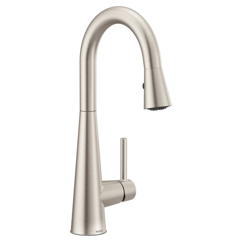 Sleek Single Handle High Arc Pull Down Spot-Resist Kitchen Faucet, Stainless Steel T740