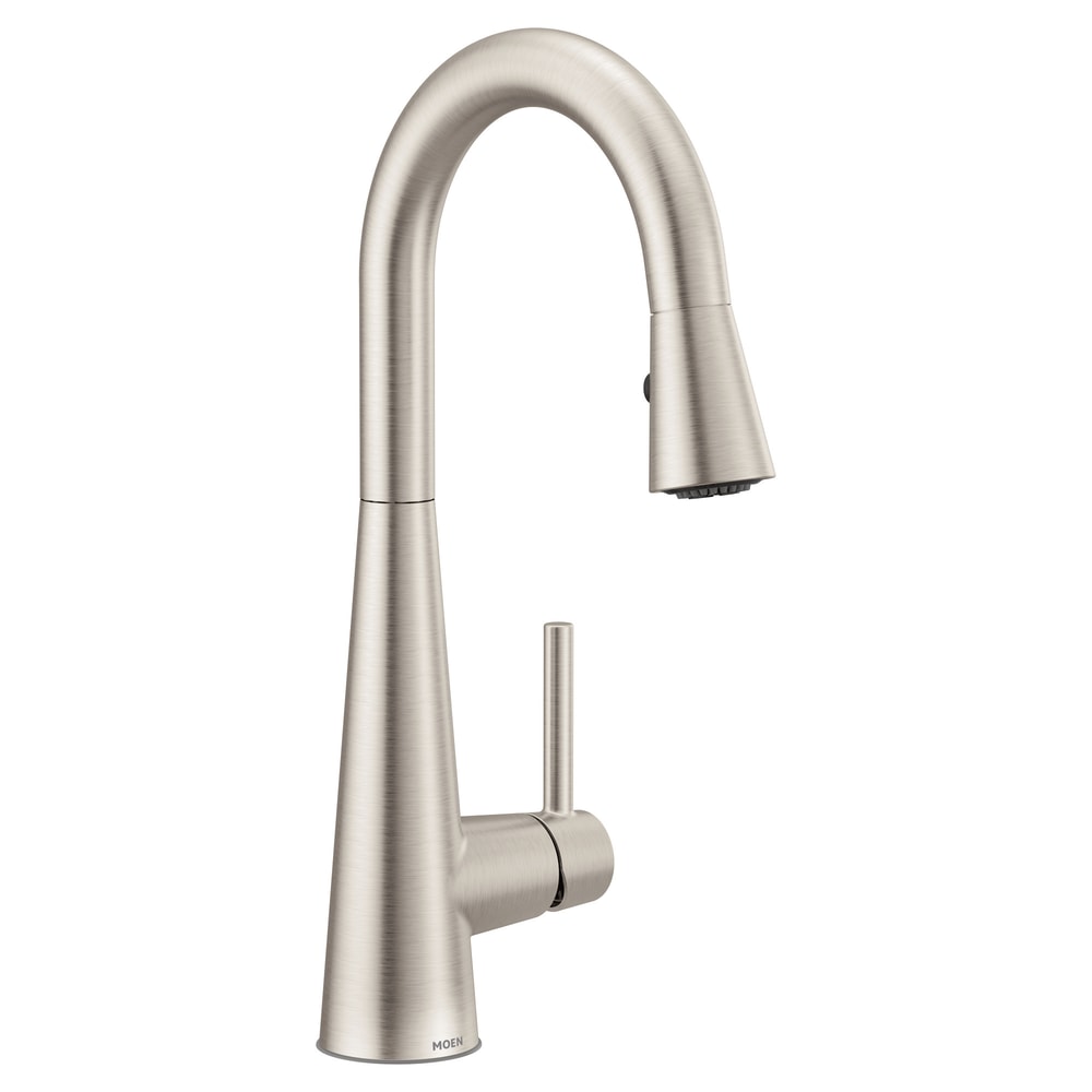 Sleek Single Handle High Arc Pull Down Spot-Resist Kitchen Faucet, Stainless Steel