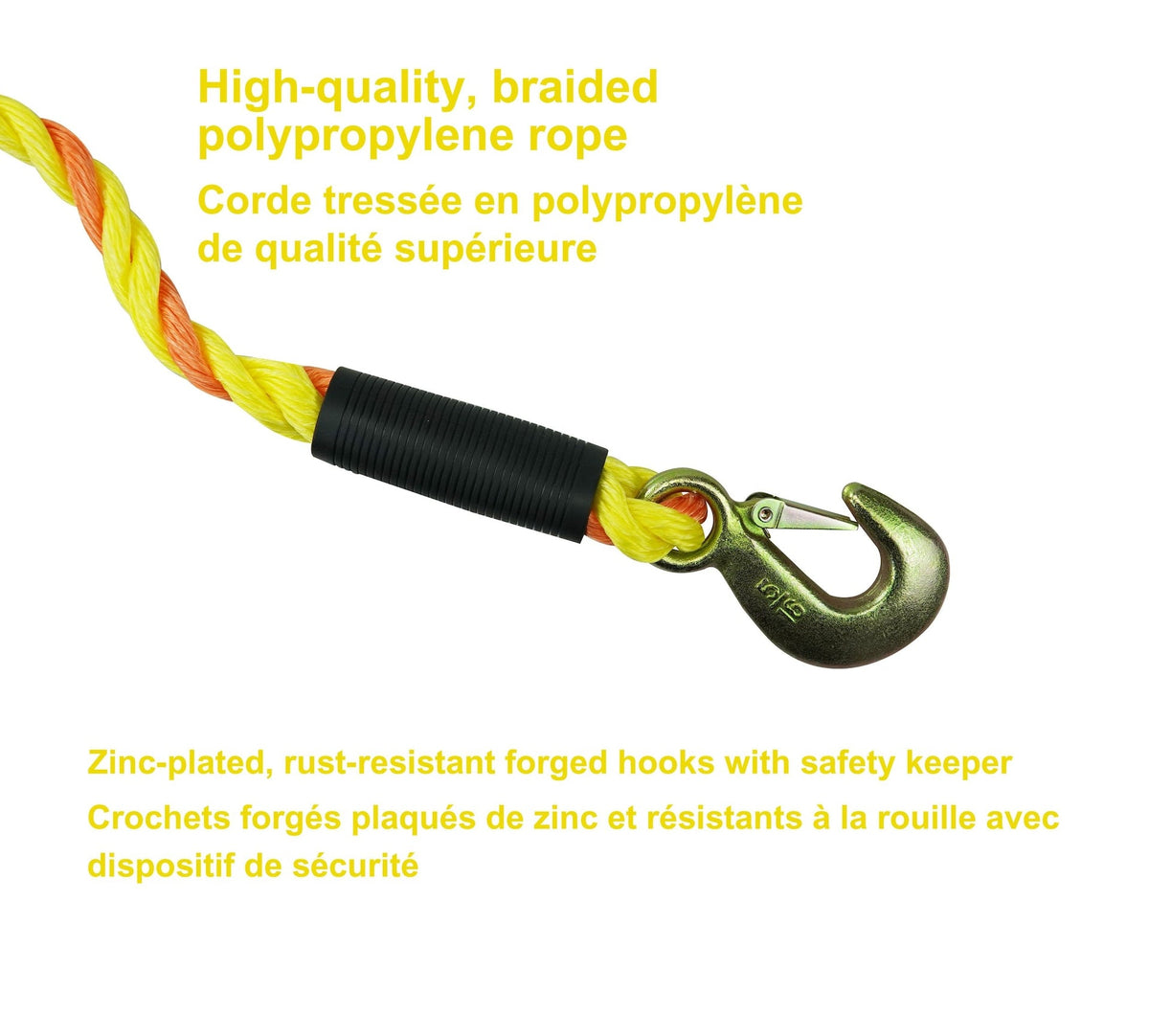 6,800-lb Tow Rope, with Rust-Resistant Hooks, 5/8-in x 14-ft