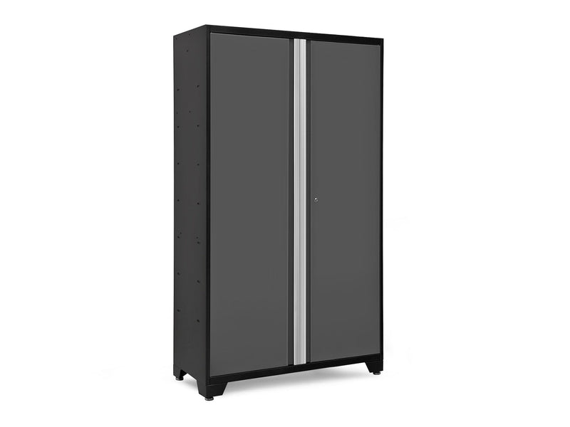 Bold Series Lockable 24-Gauge Steel RTA Storage Locker with 3 Shelves, Grey/Black, 48-in V5202