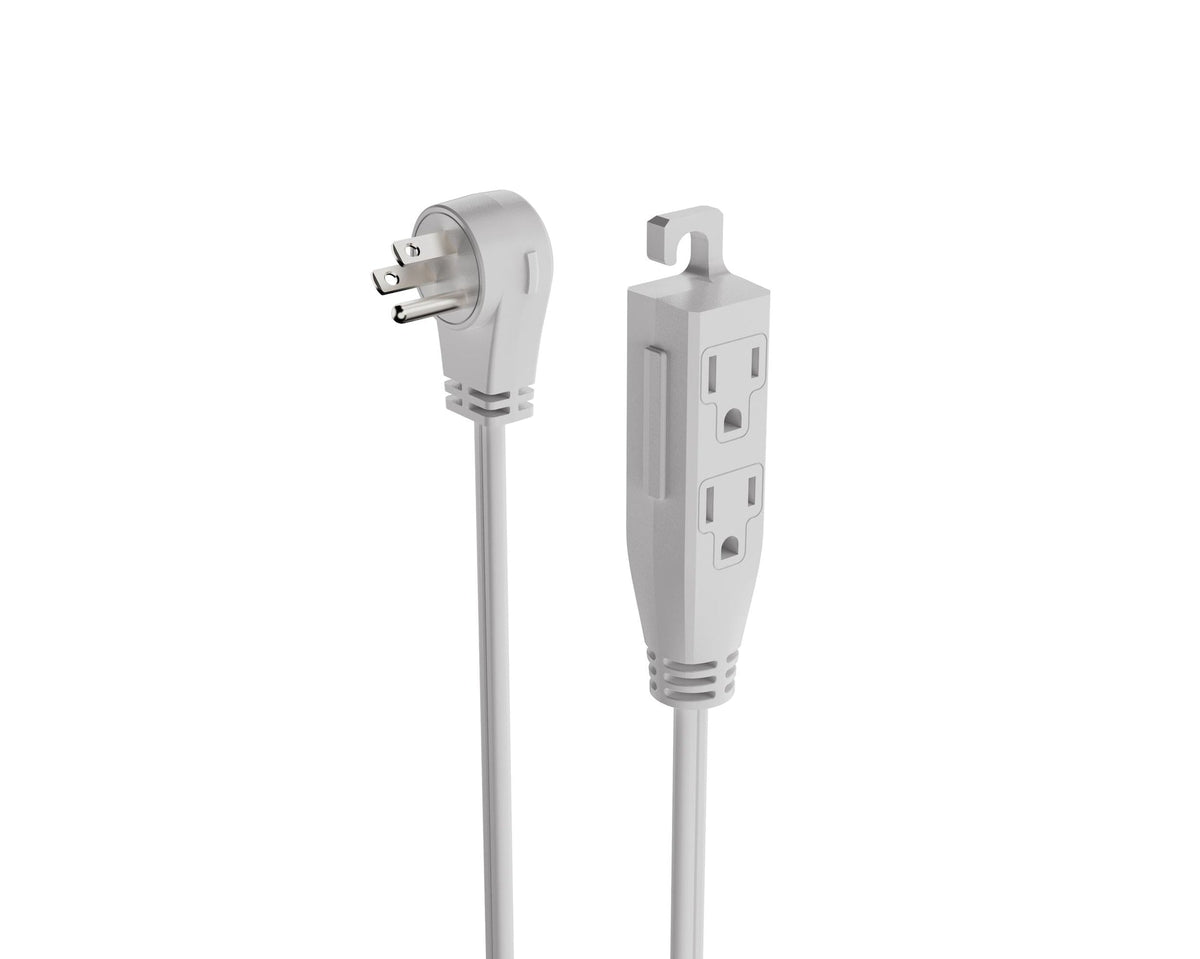 3-ft 3-in 16/3 Indoor Extension Cord with Right Angle Plug, 3 Grounded Outlets, White