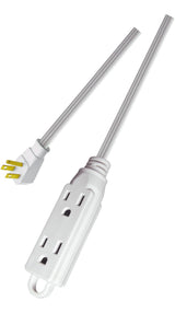 3-ft 3-in 16/3 Indoor Extension Cord with Right Angle Plug, 3 Grounded Outlets, White