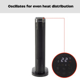 Digital Tower Ceramic Heater withRemote Control & Thermostat, 1500W, White, 24-in