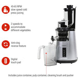Wide Mouth Cold Press Slow Juicer with Anti-Clog
