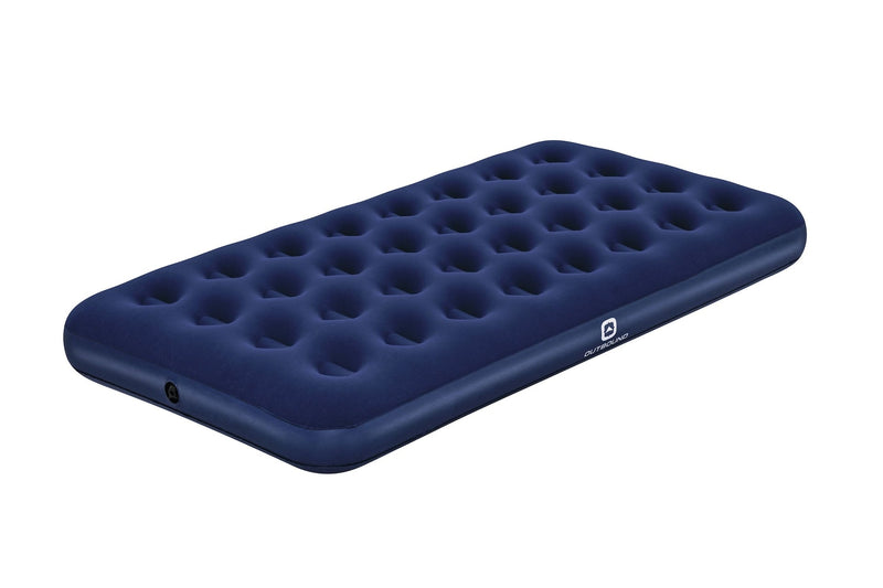 Flocked Top Twin Single-High Inflatable Air Mattress/Airbed with Repair Kit, Blue C7069
