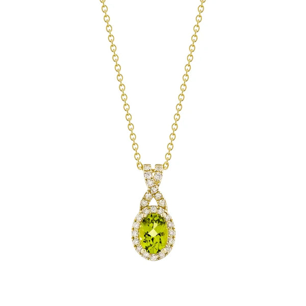 Oval Cut Peridot and Diamond Pendant (0.19 ctw) W2338