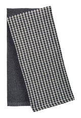 All-Purpose Two-Tone Cotton Kitchen Towels, Black, 2-pk