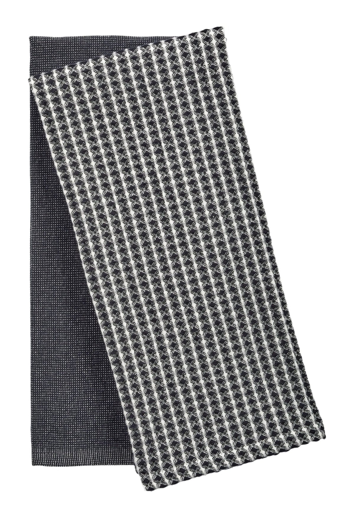 All-Purpose Two-Tone Cotton Kitchen Towels, Black, 2-pk