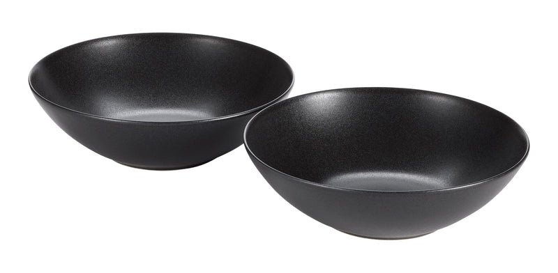 Dorset Large Coupe Stoneware Bowl Set, Oven Safe, 2-pk, Black Reactive H1710
