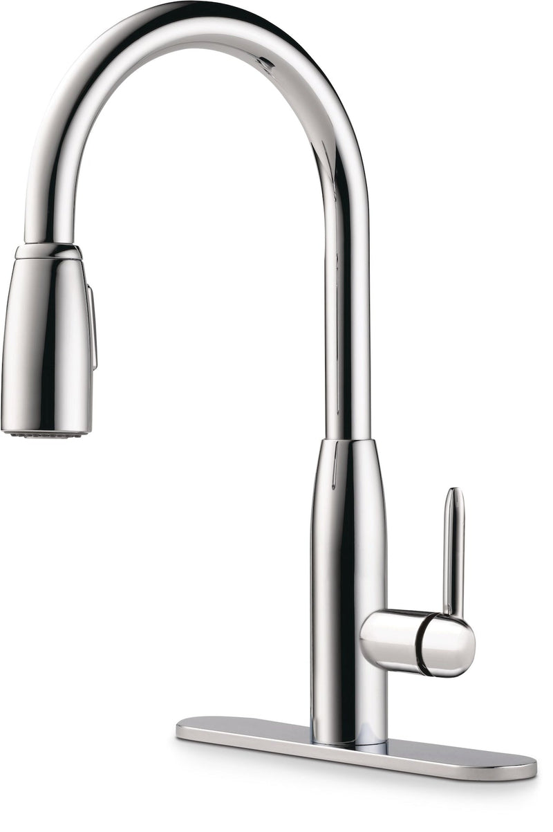 Tunbridge Single Handle High Arc Pull Down Kitchen Faucet, Chrome Q1422