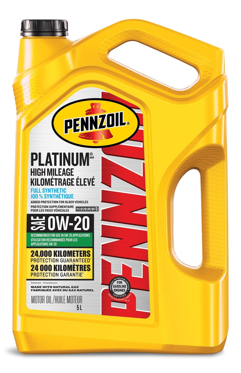 Platinum High Mileage 0W20 Synthetic Engine/Motor Oil, 5-L O7676