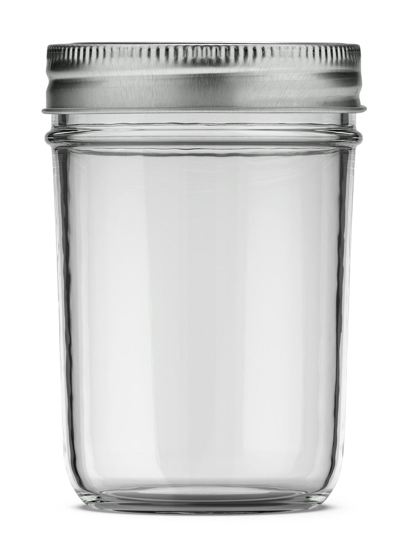 Mason Smooth Design Regular Mouth Glass Jar with Lid & Band, 8-oz, 12-pk M3248